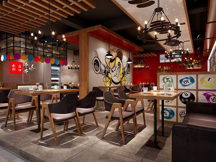 品牌連鎖串串店鋪室內(nèi)效果圖