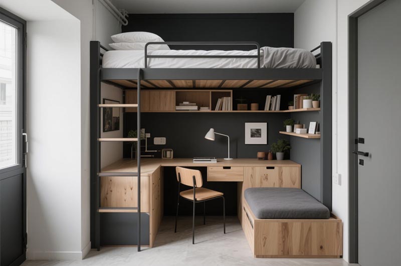 宿舍寢室+書架隔斷